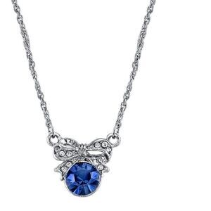 Blue and Silver Downton Abbey Edwardian-inspired bow collar choker 16" necklace